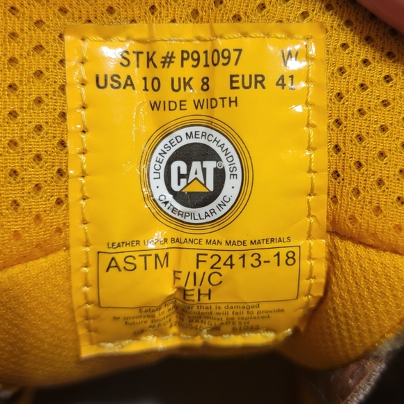 CAT Paisley 6" Steel Toe Work boot Tawny Brown Leather Women's 10 Wide width - Picture 9 of 14